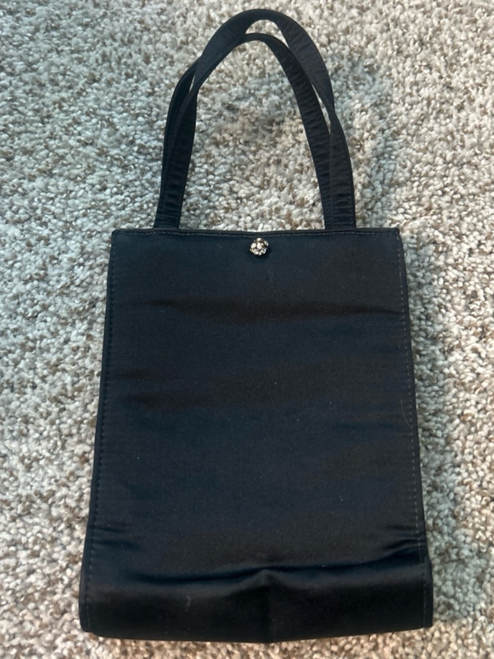 kate spade Black Satin Evening Tote with Silver Snap/ approx 7x5 inches